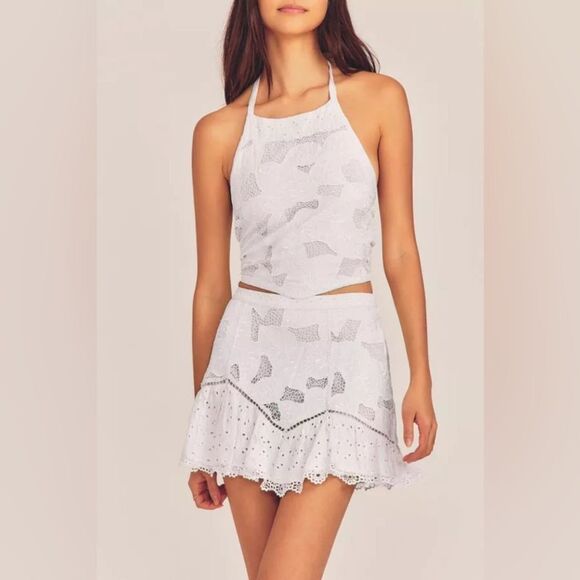 LoveShackFancy Dresses & Skirts - NWT LoveShackFancy Omi Handkerchief Top & Eliza Skirt Rare Embroidered Set sz XS